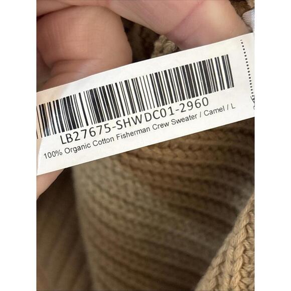 Quince 100% Organic Cotton Fisherman Crew Sweater Large Camel Minimalist Knit - Picture 7 of 10
